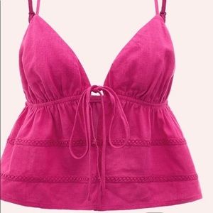 Shein Icon Tie Peplum Crop Cami Top